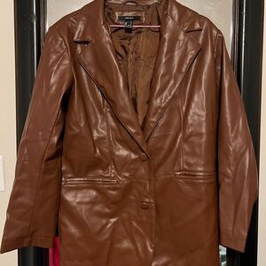 Forever 21 Chocolate Brown Faux Leather Jacket